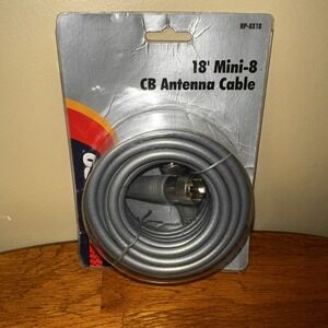 Road Pro 18' Mini-8 CB Antenna Cable RP-8X18 Silver Cable New In Vintage Package